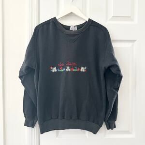 Cotfer Washed Black Relaxed Shoulders Swiss Tradition Embroidered Sweatshirt M